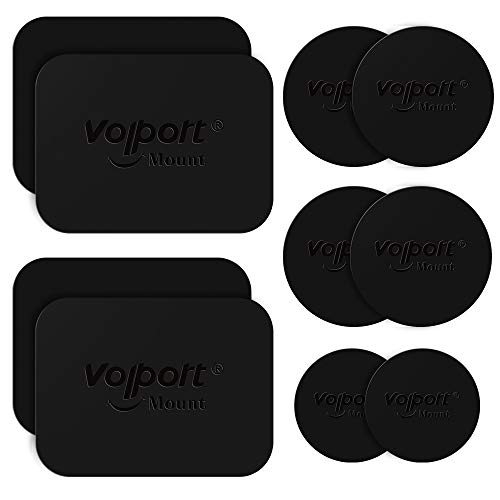 Product Cover Metal Plate for Phone Magnet, 10 Pack Volport MagicPlate with 3M Adhesive Replacement for Magnetic Phone Car Mount Holder & Cradle & Stand (Vent/CD/Windshield/Dashboard) - Rectangle and Round