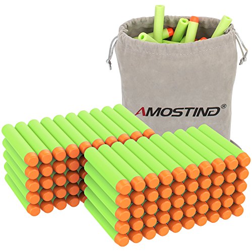 Product Cover AMOSTING Refill Darts 100PCS Bullet for Nerf N-Strike Elite Zombie Strike Rebelle - Green with Storage Bag