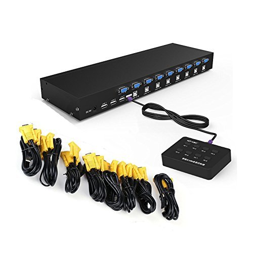 Product Cover Boytond 8 Port Manual Smart VGA USB KVM Switch PC Computer Selector 1 KM Combo Controls 8 Hosts with Extension Switcher and original Cable 801UK