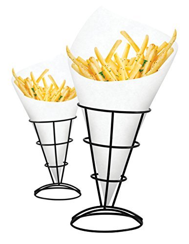 Product Cover 2-Piece French Fry Stand Cone Basket Holder for Fries Fish and Chips and Appetizers