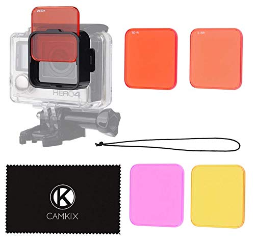 Product Cover CamKix Diving Lens Filter Kit Compatible with GoPro Hero 4, Hero+, Hero and 3+ - fits Standard Waterproof Housing - Enhances Colors for Underwater Video and Photography - Includes 5 Filters