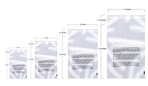 Product Cover Retail Supply Co Poly Bags with Suffocation Warning 6x9, 8x10, 9x12, 11x14 - Combo Pack of 400 - Clear Poly Bags - Extra Strong Seal