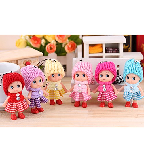 Product Cover 6 PCS Tiny Dolls, Silicone Princess Mini Doll for Girls, DIY Miniature Dollhouse Kit with Miniature Clothes, Decoration Little Dolls Christmas Festival Reborn Baby Stuff Gift & Bag Accessories 8cm