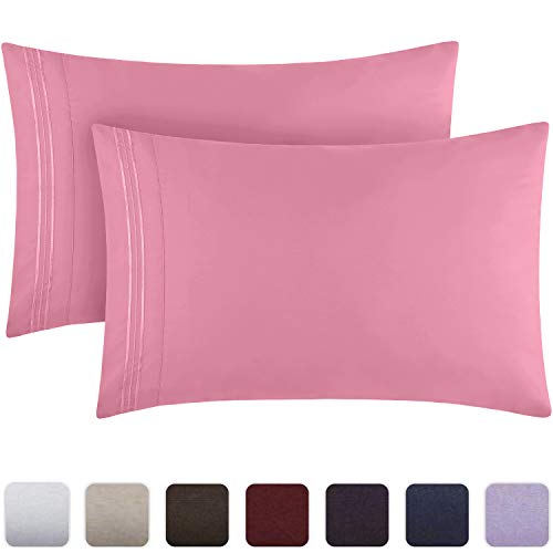 Product Cover Mellanni Luxury Pillowcase Set - Brushed Microfiber 1800 Bedding - Wrinkle, Fade, Stain Resistant - Hypoallergenic (Set of 2 Standard Size, Pink)