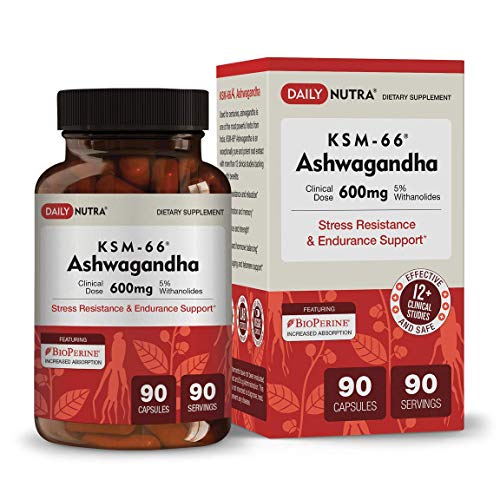Product Cover KSM-66 Ashwagandha by DailyNutra - 600mg Organic Root Extract - High Potency Supplement with 5% Withanolides | Stress Relief, Increased Energy and Focus (90 Capsules)