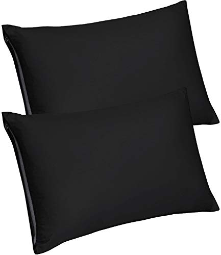 Product Cover Utopia Bedding King Zippered Bamboo Pillowcases - 20 by 40 inches Pillow Covers (Pack of 2, King, Black)