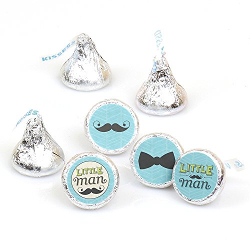 Product Cover Dashing Little Man Mustache Party - Baby Shower or Birthday Party Round Candy Sticker Favors - Labels Fit Hershey's Kisses (1 Sheet of 108)
