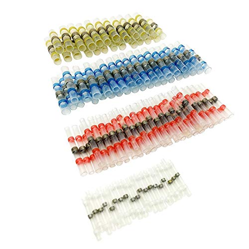 Product Cover 50pcs Solder Seal Wire Connector, Sopoby Solder Seal Heat Shrink Butt Connectors Terminals Electrical Waterproof Insulated Marine Automotive Copper(23Red 12Blue 10White 5Yellow)