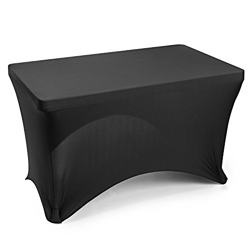 Product Cover 4 Foot, Black : Lann's Linens Fitted Rectangular Spandex Tablecloth - 4 ft. x 2 ft. Black
