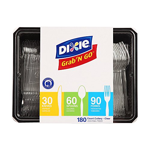 Product Cover Dixie Heavy-Weight Polystyrene Plastic Fork, Teaspoon And Knife Cutlery Pack by GP PRO (Georgia-Pacific), Crystal, CH0369DX7, (90 Forks, 60 Spoons, and 30 Knives Per Kit, 1 Kit Per Case)