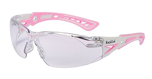Product Cover Bolle Safety Rush+ Safety Glasses, Pink & White Frame, Clear Lenses