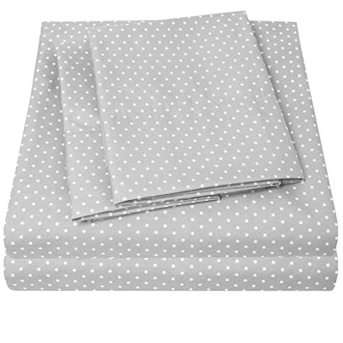 Product Cover 1500 Supreme Collection Bed Sheets - Luxury Bed Sheet Set with Deep Pocket Wrinkle Free Hypoallergenic Bedding - 4 Piece Sheets - Polka DOT Print- King, Gray