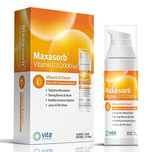Product Cover Vitamin D Cream Safe for Psoriasis Sufferers - Premium Vitamin D Skin, Body, Face Cream for Itchy, Scaly or Dry Skin. Maxasorb Vitamin D3 2000 IU