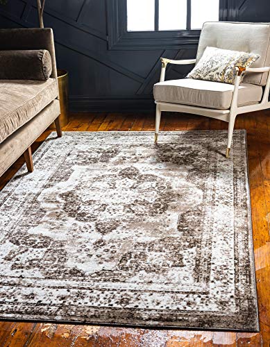 Product Cover Unique Loom 3134098 Sofia Collection Traditional Vintage Light Brown Area Rug (5' 0 x 8' 0), Rectangle