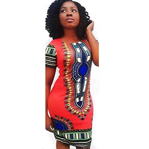 Product Cover Perman Women Traditional African Print Dashiki Bodycon Sexy Short Sleeve Dress