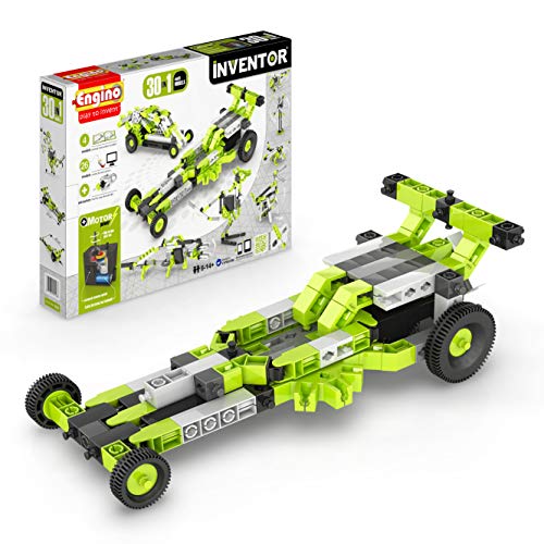 Product Cover Engino Inventor - 30-IN-ONE |BUILD 30 Motorized Models | Assemble Drag Racer, Drawbridge,  Truck , T-Rex, Helicopter, Elevator and so much more | STEM Construction Kit