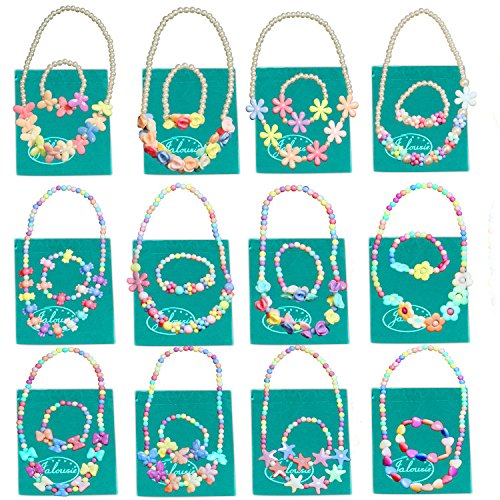 Product Cover Jalousie 12 Sets Deluxe Girls Party Favor Jewelry Collections of Necklace and Bracelet for Easter Egg Filler Stuffers