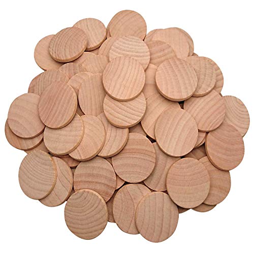 Product Cover AxeSickle Natural Wood Slices 1.5 inch Unfinished Round Wood 50 pcs These Round Wood Coins for Arts & Crafts Projects, Board Game Pieces, Ornaments, The Limitations are Endless 50 per Pack.