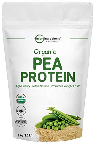 Product Cover Organic Pea Protein Powder, 1KG (2.2 Pounds), Organic Protein from Plants, Easy to Digest, Rich in Essential Amino Acids, Flavonoids and Minerals, No GMOs and Vegan Friendly