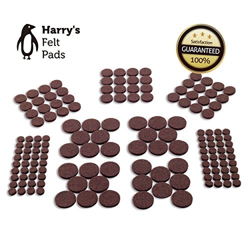 Product Cover Felt Furniture Pads (152 Piece) Self-Stick Value Variety Pack, Heavy Duty, Eco-Friendly, Brown