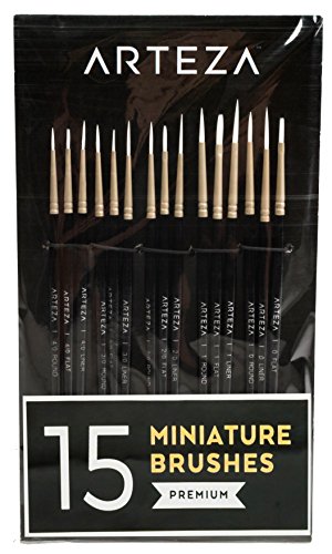 Product Cover Arteza Detail Paint Brush - Hand Made - Taklon Hair (Set of 15)