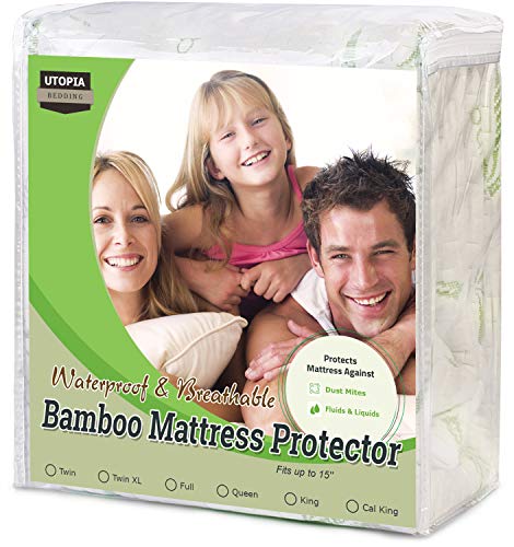 Product Cover Utopia Bedding Waterproof Bamboo Mattress Protector - Fitted Mattress Cover (Twin XL)