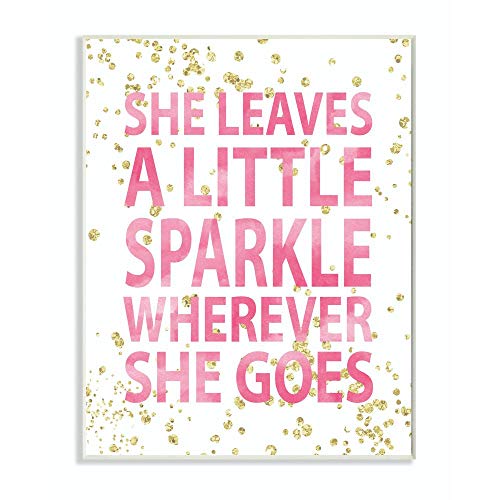 Product Cover Stupell Industries She Leaves a Little Sparke Wall Plaque, 10 x 15, Design By Artist Susan Newberry Designs