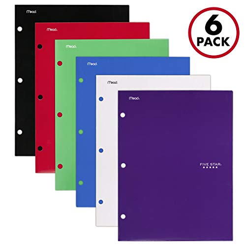 Product Cover Five Star 4 Pocket Folders, 2 Pocket Folders plus 2 additional Pockets, Assorted Colors, 6 Pack (38058)