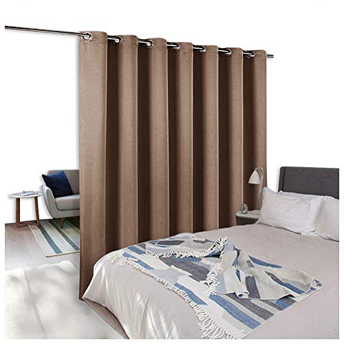 Product Cover NICETOWN Room Divider Curtain Screen Partitions, Blackout Room Divider Blackout Patio Door Curtain Panel for Glass Window/Sliding Door (1 Panel, 8.3ft Wide x 7ft Long, Cappuccino)