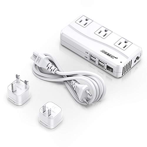 Product Cover BESTEK Universal Travel Adapter 220V to 110V Voltage Converter with 6A 4-Port USB Charging and UK/AU/US/EU Worldwide Plug Adapter (White)