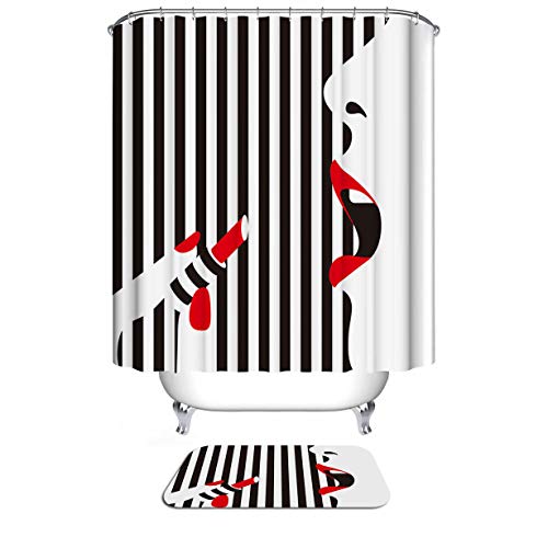 Product Cover Dodou 72 X 72 Inch Lipstick Girl Bathroom Decor Shower Curtain Waterproof Fabric Polyester Set with Hooks