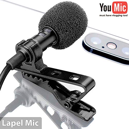 Product Cover Best Professional Lavalier Lapel Microphone with Easy Clip On System | Perfect for Recording Youtube Vlog Interview / Podcast | Best Mic for iPhone iPad iPod Android Mac PC