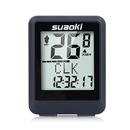 Product Cover SUAOKI Wireless Bike Computer Bicycle Speedometer Bike Odometer with LCD Backlight, 5 Language Displays, Auto Power On/Off Systems, Multi Function for Cycling