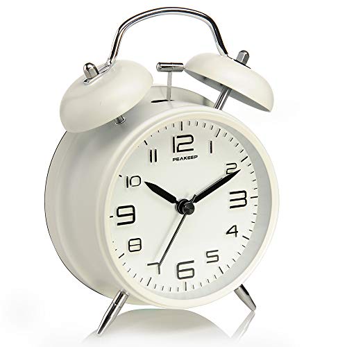 Product Cover Peakeep 4 inches Twin Bell Alarm Clock with Stereoscopic Dial, Backlight, Battery Operated Loud Alarm Clock