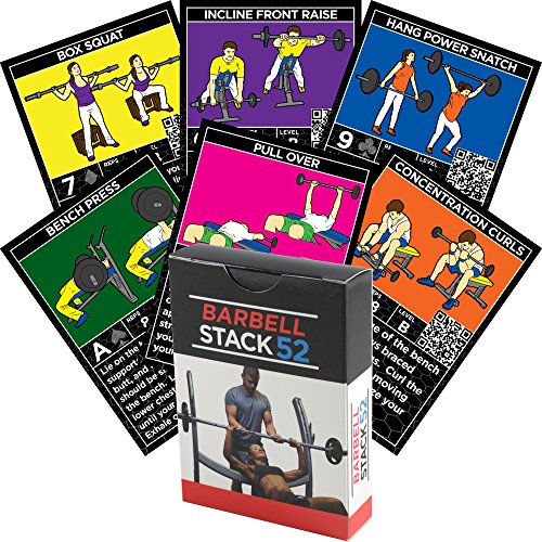 Product Cover Stack 52 Barbell Exercise Cards. Weight Lifting Playing Card Game. Video Instructions Included. Bodybuilding, Strength Training, and Crossfit Workouts. Home Gym Fitness Program. (Original Deck)
