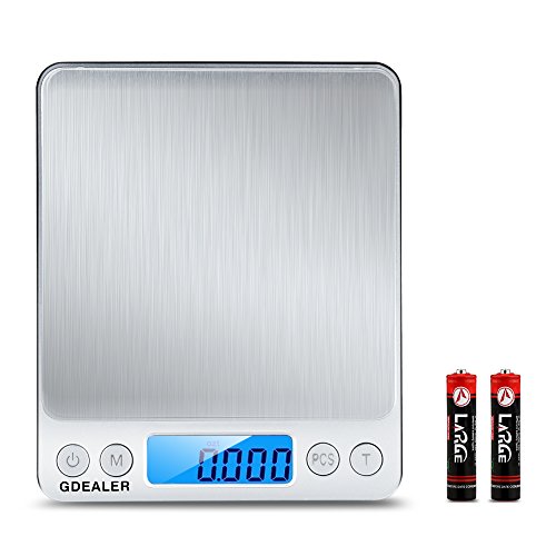 Product Cover GDEALER DS1 Digital Pocket Kitchen Multifunction Food Scale for Bake Jewelry Weight, 0.001oz/0.01g 500g, Tare, Stainless Steel, Backlit Display, Silver