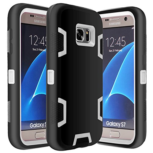 Product Cover E LV Galaxy S7 Case Hybrid Defender Rugged Shockproof Dirtproof Case Cover for Samsung Galaxy S7 - [Black/Grey]