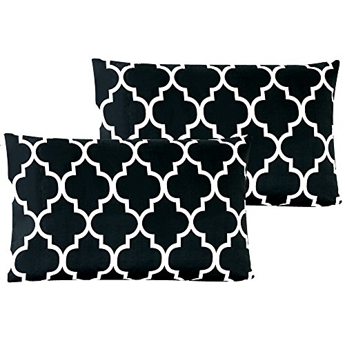 Product Cover Mellanni Luxury Pillowcase Set - Brushed Microfiber Printed Bedding - Wrinkle, Fade, Stain Resistant - Hypoallergenic (Set of 2 King Size, Quatrefoil Black)