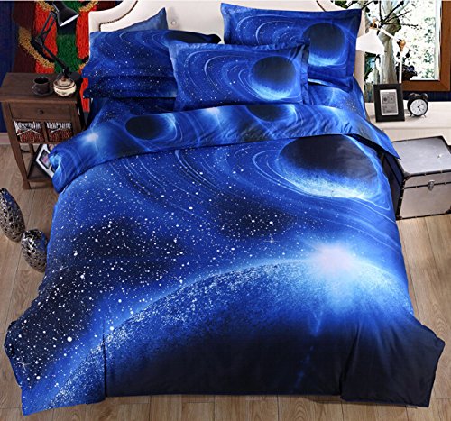 Product Cover Nattey 3D Galaxy Bedding Quilt Cover Duvet Cover Set Blue #A1 (Twin)