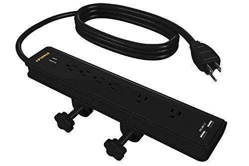 Product Cover Stanley 33261 NCC33261 6-Outlet Surge-Suppression Desk Clamp with USB Ports, Black