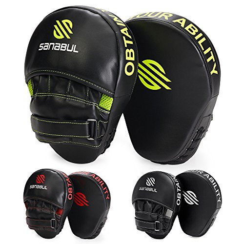 Product Cover Sanabul Essential Boxing MMA Punching Mitts (Black/Green)