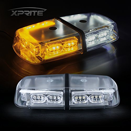 Product Cover Xprite Xprite Gen 3 White & Amber Yellow 36 LED 18 Watts High Intensity Law Enforcement Emergency Hazard Warning Flash LED Mini Bar Strobe Light with Magnetic Base