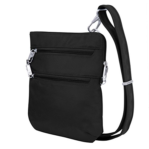 Product Cover Travelon Anti-Theft Classic Slim Dbl Zip Crossbody Bag, Black