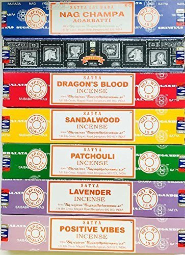 Product Cover Satya Incense Gift Set Nag Champa, Super hit, Dragon's Blood, Sandalwood, Patchouli, Lavender, Positive Vibes, 15 g