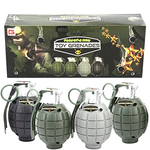 Product Cover Mighty Gadget 4 Pack of Kids Toys Pretend Play Toy Grenades with Realistic Explosion Sound & Light ( Beautiful Gift Box Package - Random Color)