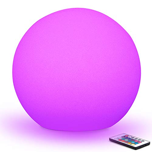 Product Cover Mr.Go 16-inch Indoor/Outdoor Waterproof Rechargeable LED Glowing Ball Light Orb Globe Lamp w/Remote, 16 RGB Colors 4 Light Effects, Ideal for Home Pool Patio Party Accent Ambient Decorative Lighting