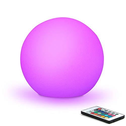 Product Cover Mr.Go 6-inch RGB Color-changing LED GLOBE Orb Light w/Remote, Mood Lamp Kids Night Light, 16 Dimmable Colors & 4 Modes, Battery & AC Adapter Power, Home Bedroom Patio Pool Decorative Lighting