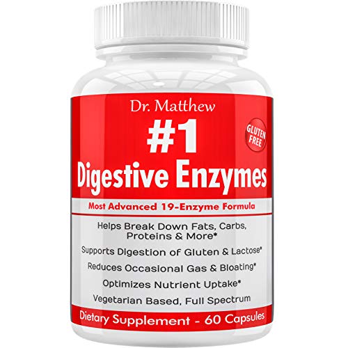 Product Cover Enzymes for Digestion with Lactase Lipase Amylase Bromelain and 15 more! One of the Best Digestive Enzyme Supplements for IBS, Gallbladder, Gas, Bloating, Constipation Relief. Vegetarian, Gluten-Free