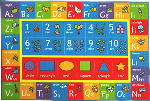Product Cover Kev & Cooper Playtime Collection ABC, Numbers and Shapes Educational Area Rug - 5'0