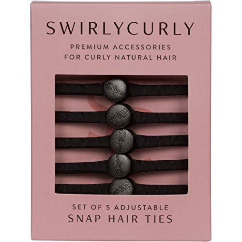 Product Cover Snappee - Snap-Off, No Crease Hair Ties (Black) - Ouchless Pain-Free Removal for Curly/Thick/Natural Hair/Ponytails & Buns. Hand-Made with Non-Elastic Durable Soft Stretchy Washable Material